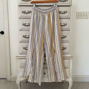 Vici Striped Wide-Leg Pants - Yellow and Gray